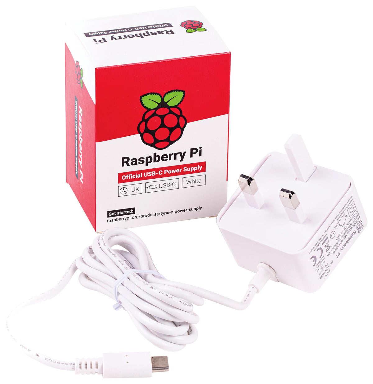 RASPBERRY-PI SC0212 Psu, 5.1V, 3A Usb-C, Uk White