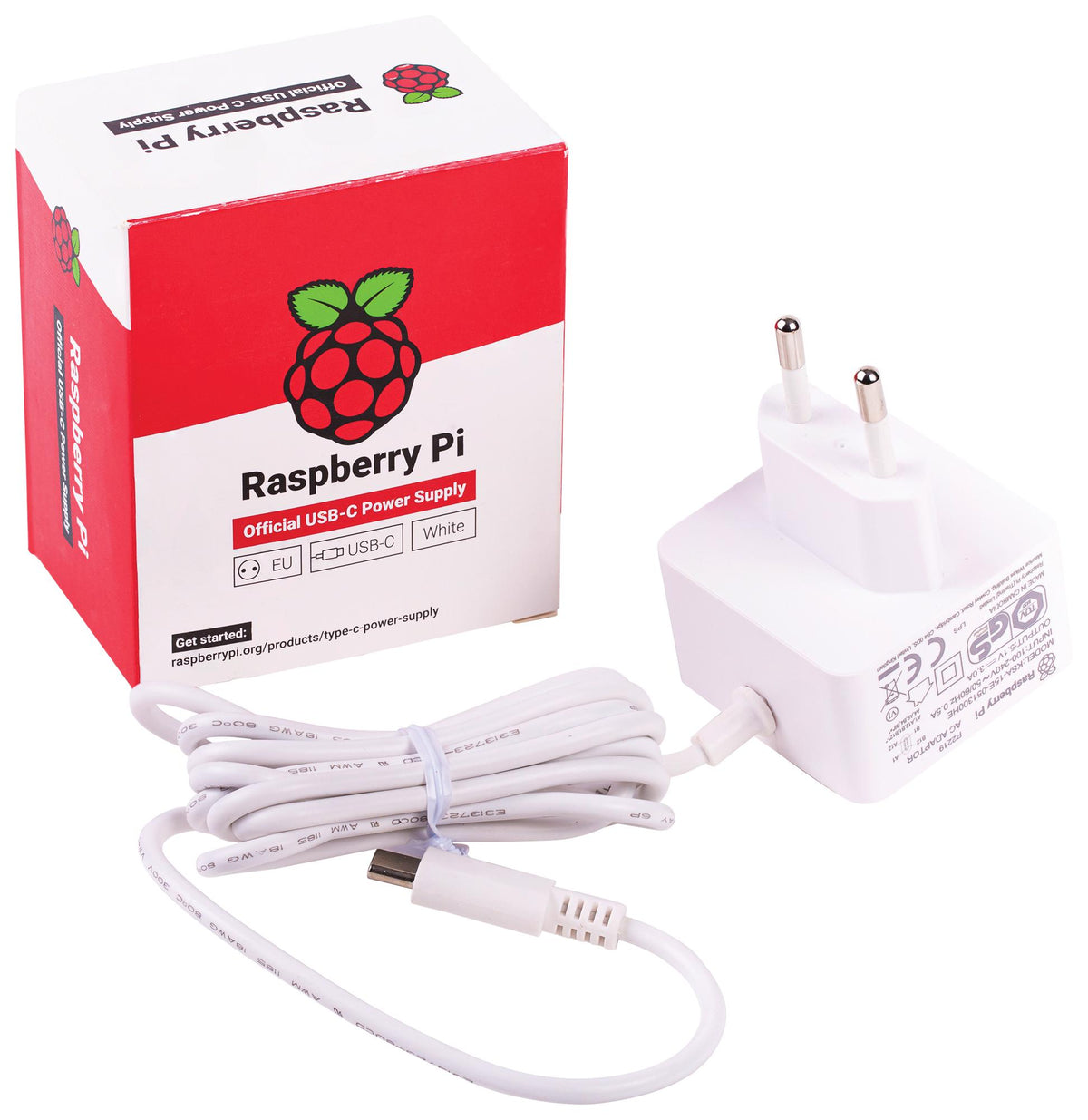 RASPBERRY-PI SC0213 Psu, 5.1V, 3A Usb-C, Eu White