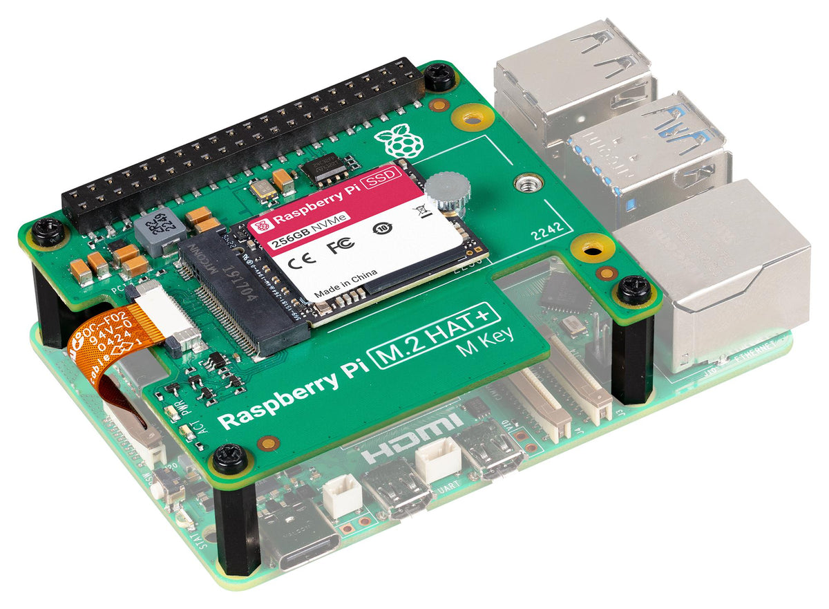 RASPBERRY-PI - SC1675 - M.2 HAT+ and 256GB NVMe SSD for Raspberry Pi 5