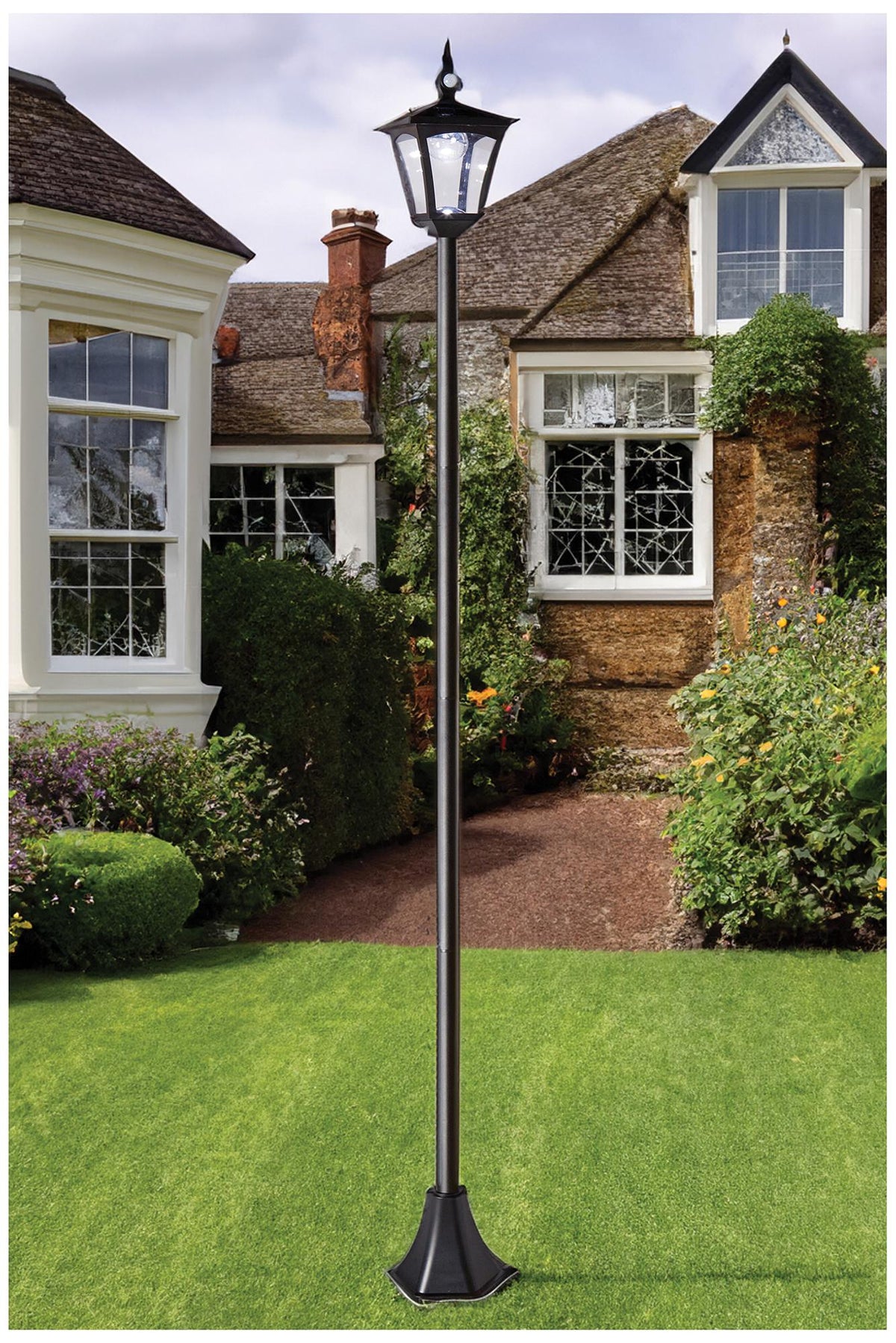 PREMIER - LS213480 - Solar Lantern Post Light with PIR, 1.2m, Black
