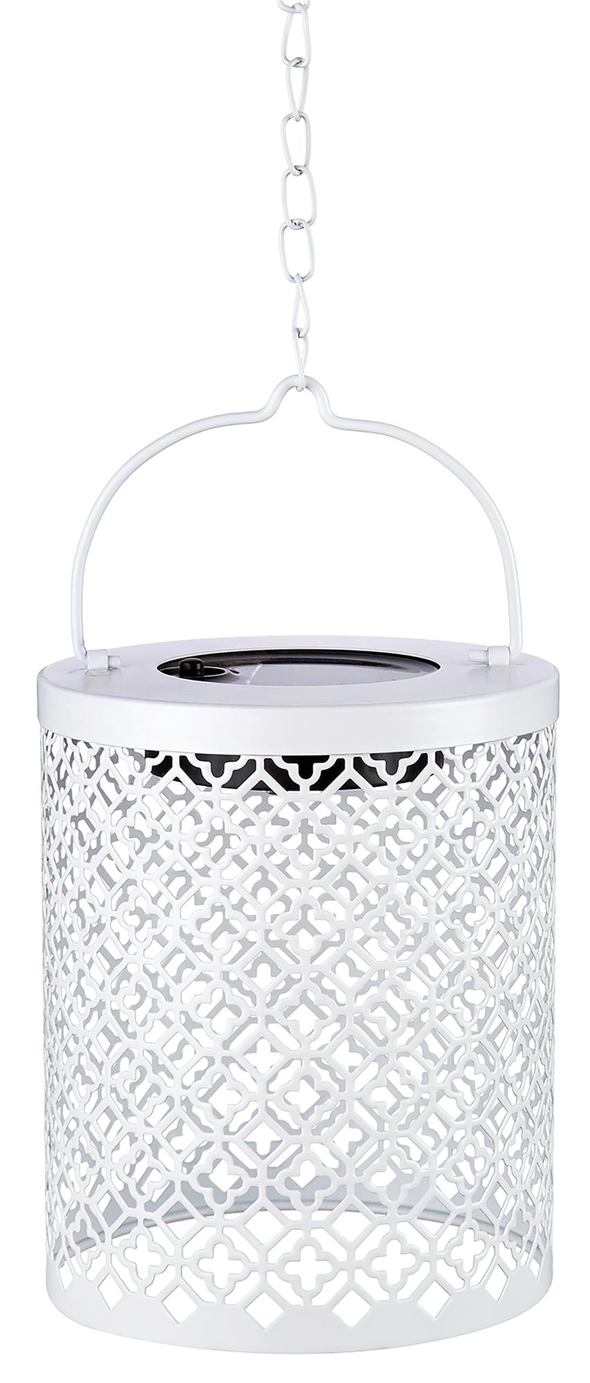 PREMIER - LS213468 W - Solar Filigree Lantern, White