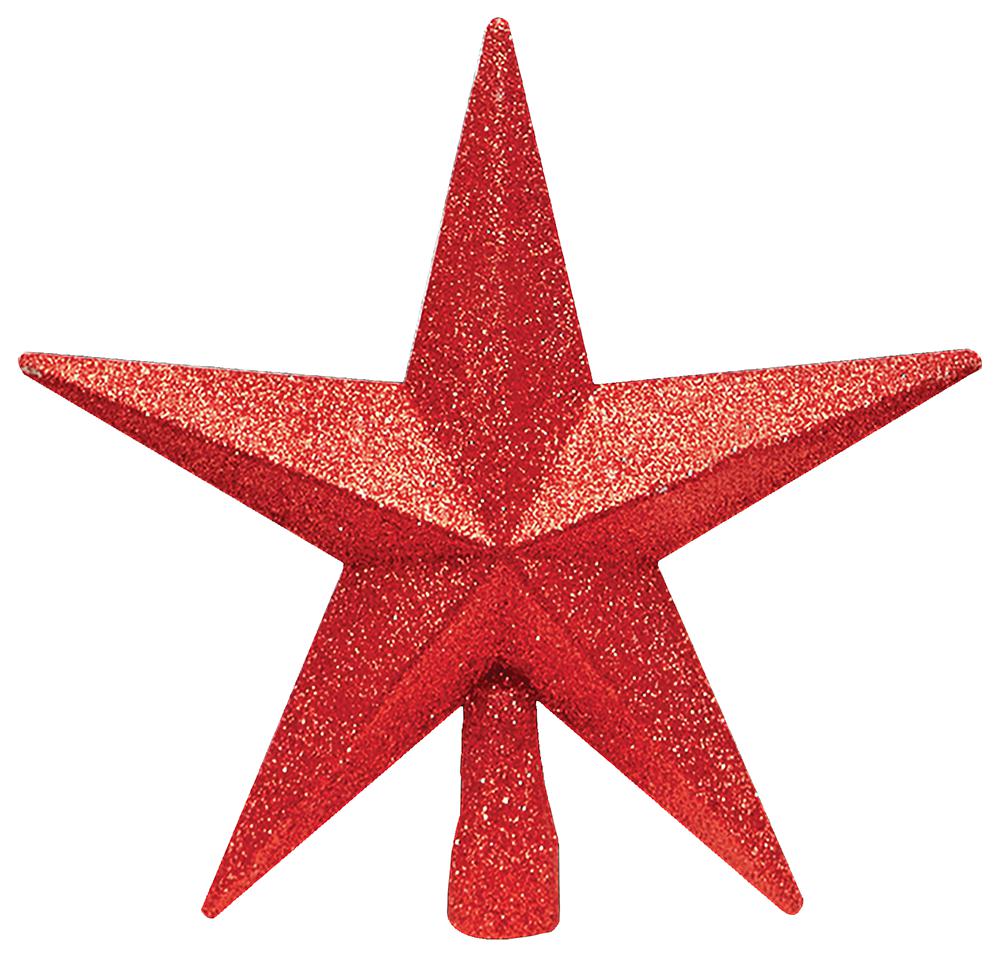 PREMIER - TD126324R - Christmas Star Tree Topper, Red Glitter, 22cm