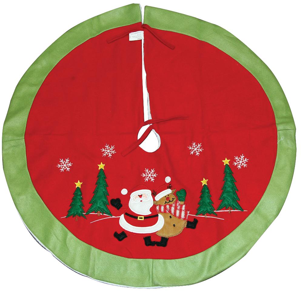 PREMIER PL171464  90Cm Red Tree Skirt With Santa And Rdeer