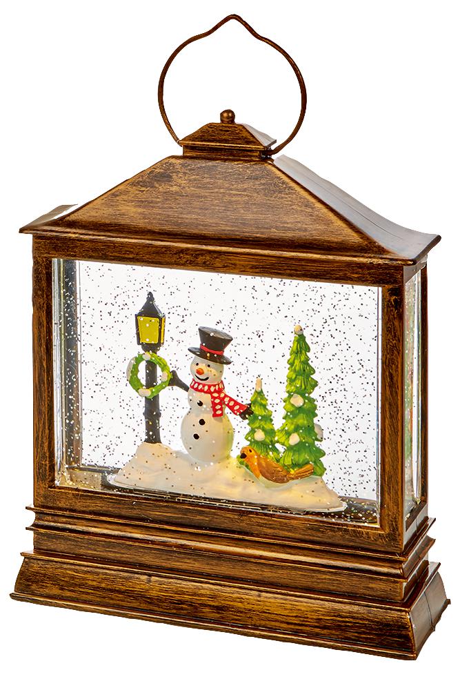 PREMIER LB184639SN Gold Snowman Christmas Scene Water Spinner