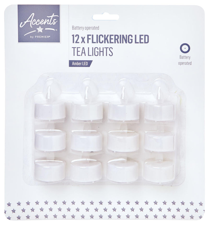 PREMIER LB151410  12 Flickering Tea Light Candles
