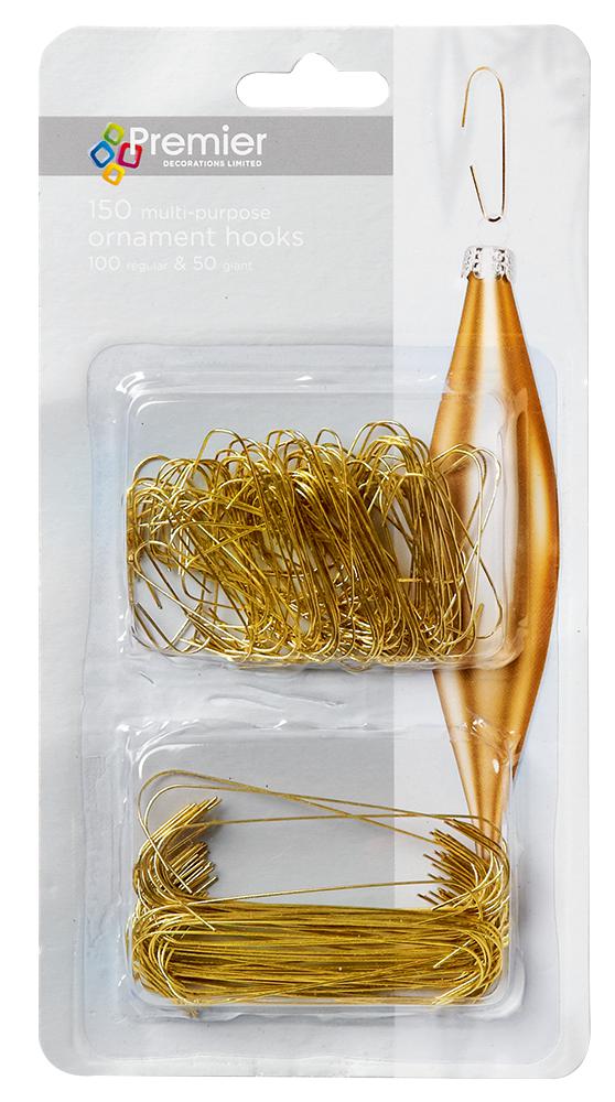 PREMIER - AC97408G - Gold Christmas Ornament Hooks, Pack of 150