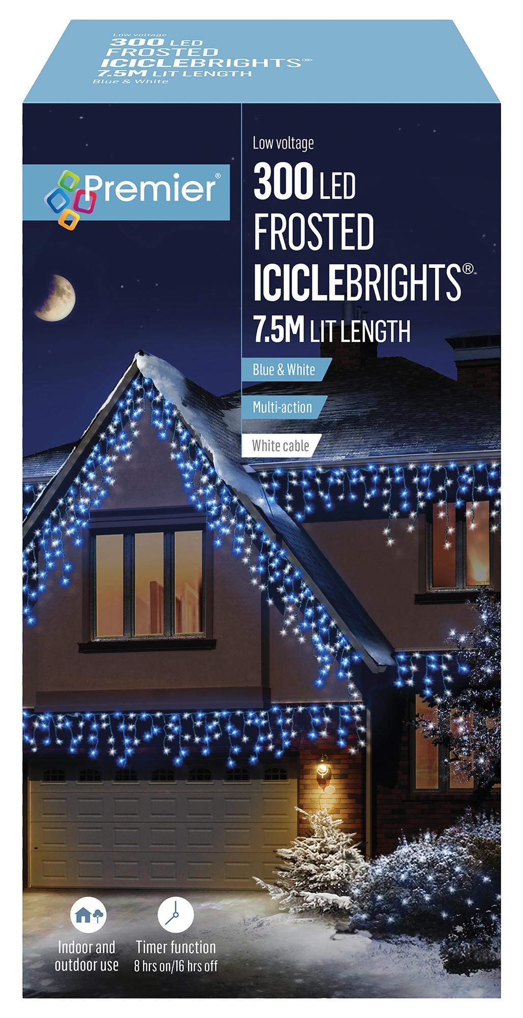 LV201224BW  300Led Frosted Cap Icicles Blue White