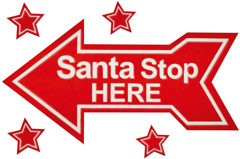 PREMIER AC195685  Santa Stop Here Flocked Window Cling