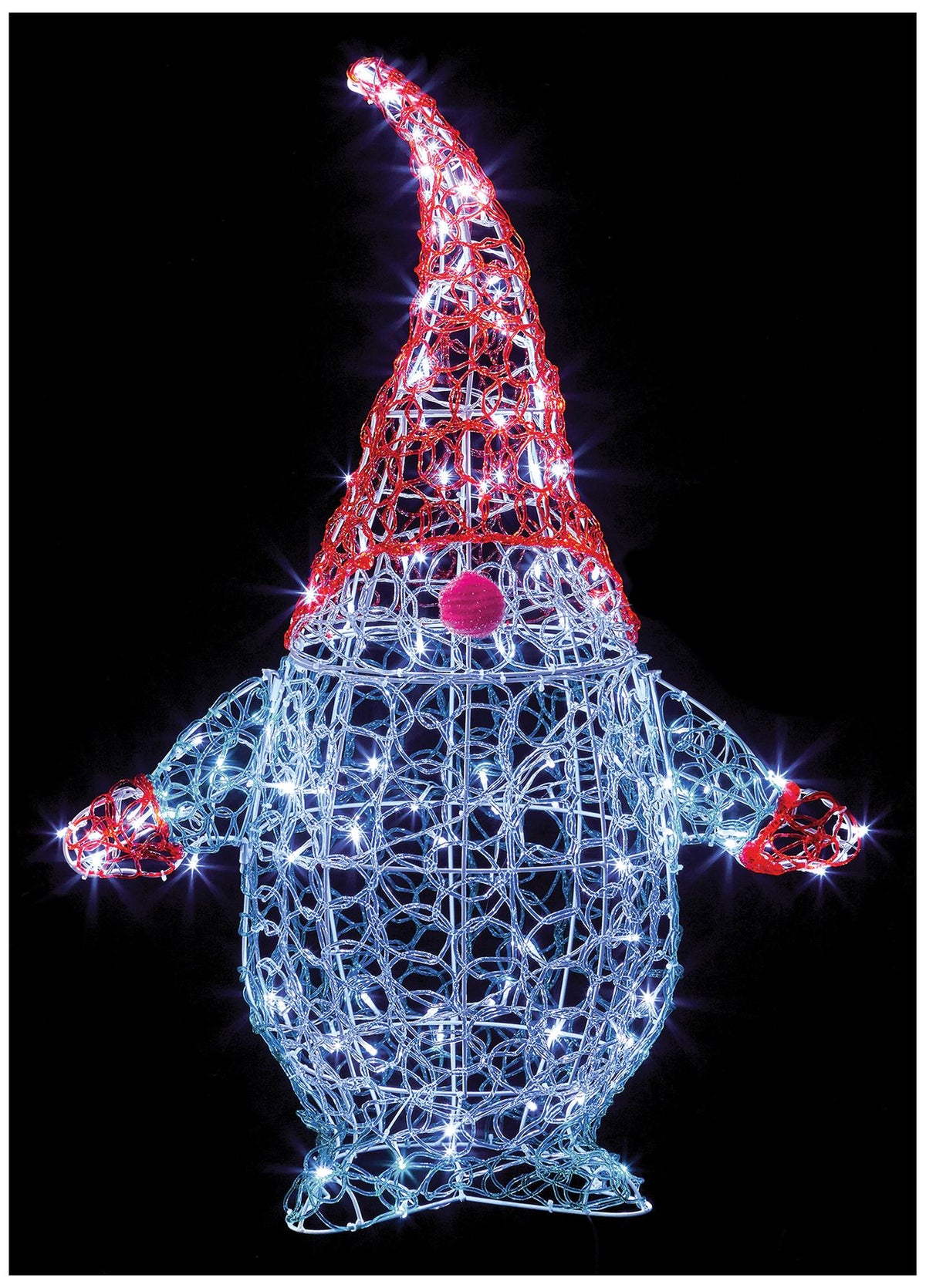 90Cm Acrylic Gnome Wht Leds LV221993  PREMIER