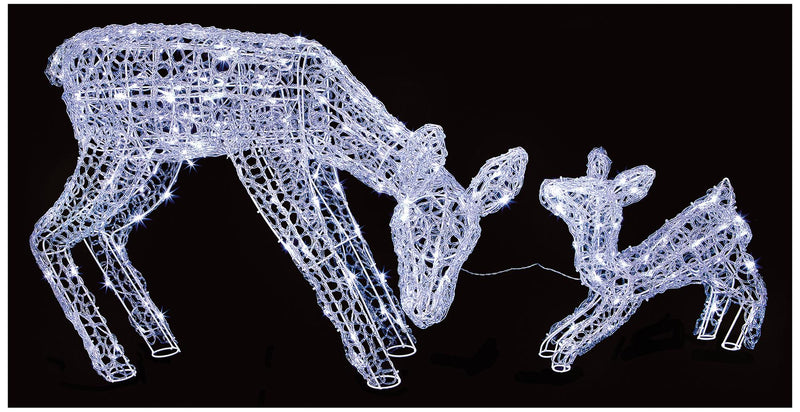 PREMIER - LV201106W - 70-38cm White Soft Acrylic Christmas Mother & Baby Deer