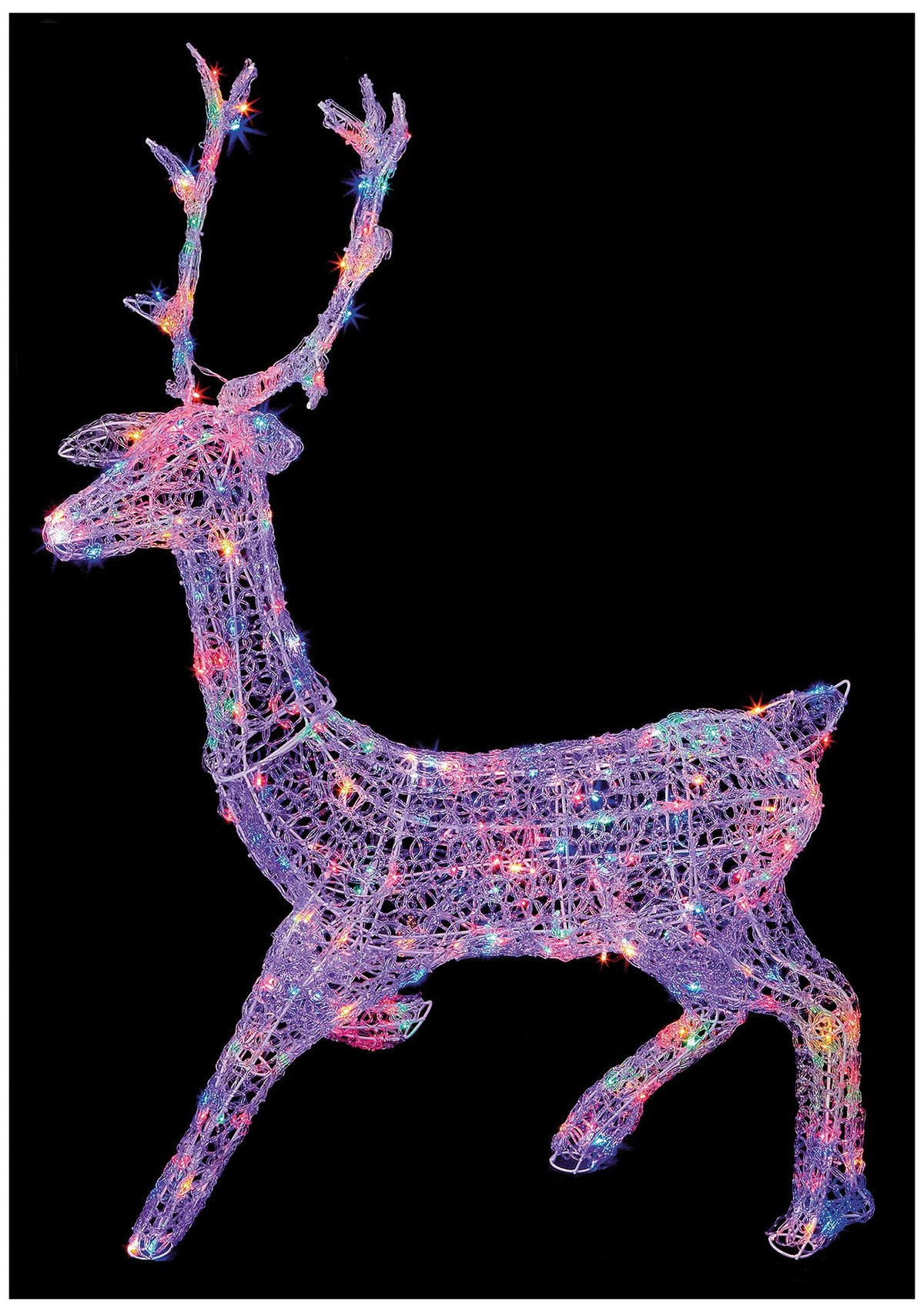 PREMIER - LV201107MMA - Multi Coloured LED Christmas Soft Acrylic Stag, 1.4m
