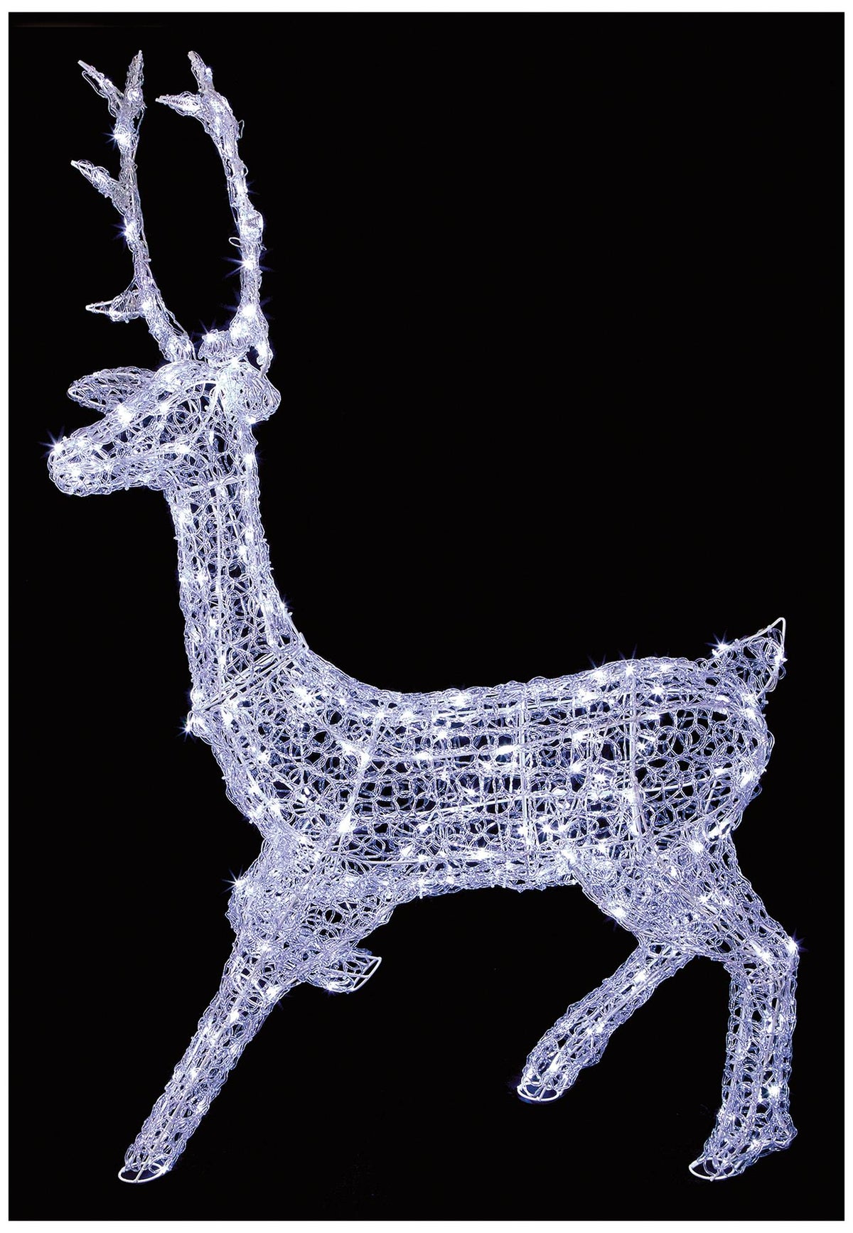 PREMIER - LV201107W - Twinkling White LED Christmas Soft Acrylic Stag, 1.4m