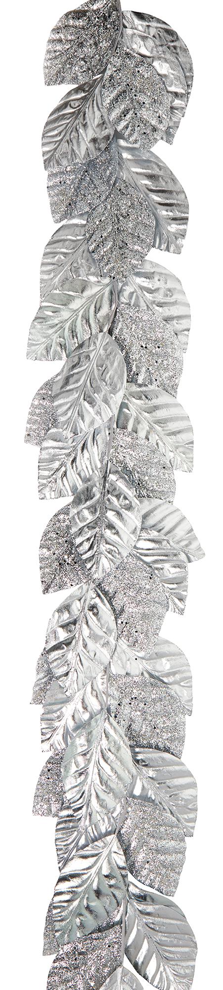 PREMIER - DF185222S - 1.45m Decorative Magnolia Leaf Garland, Silver