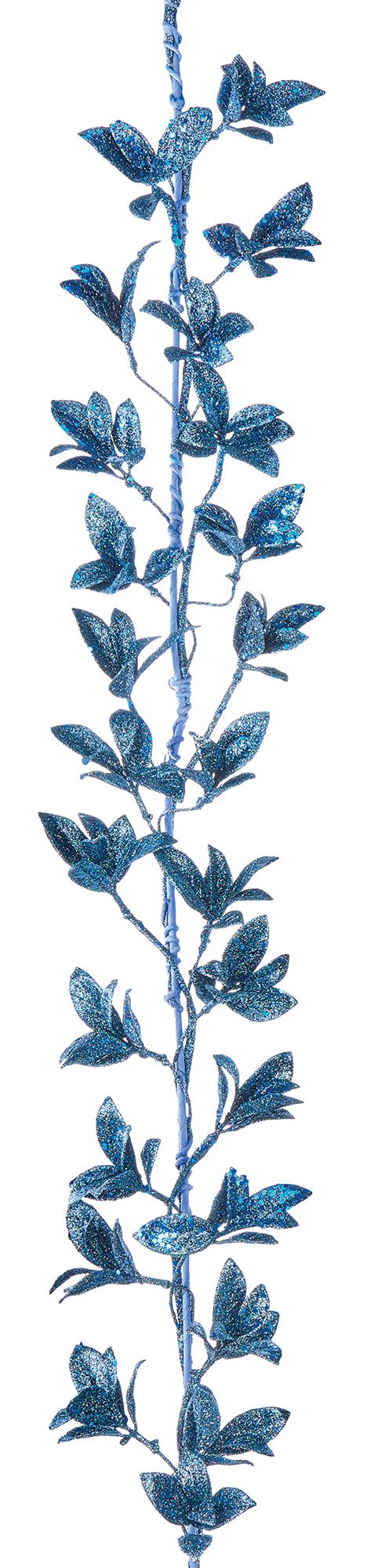 PREMIER - DF232161B - 1.5m Decorative Giltter Flower Garland, Navy