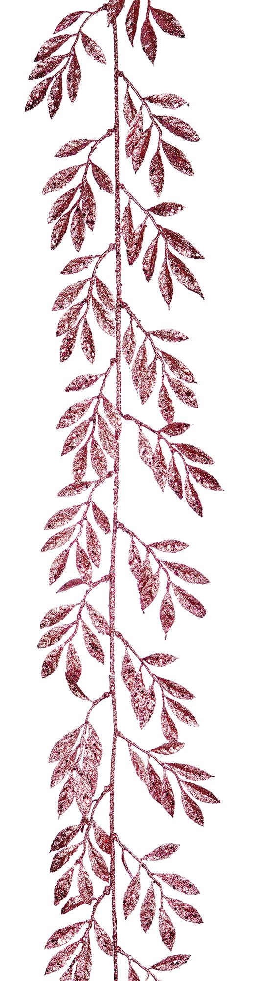 PREMIER - DF232182PK - 1.8m Decorative Glitter Leaf Garland, Pink
