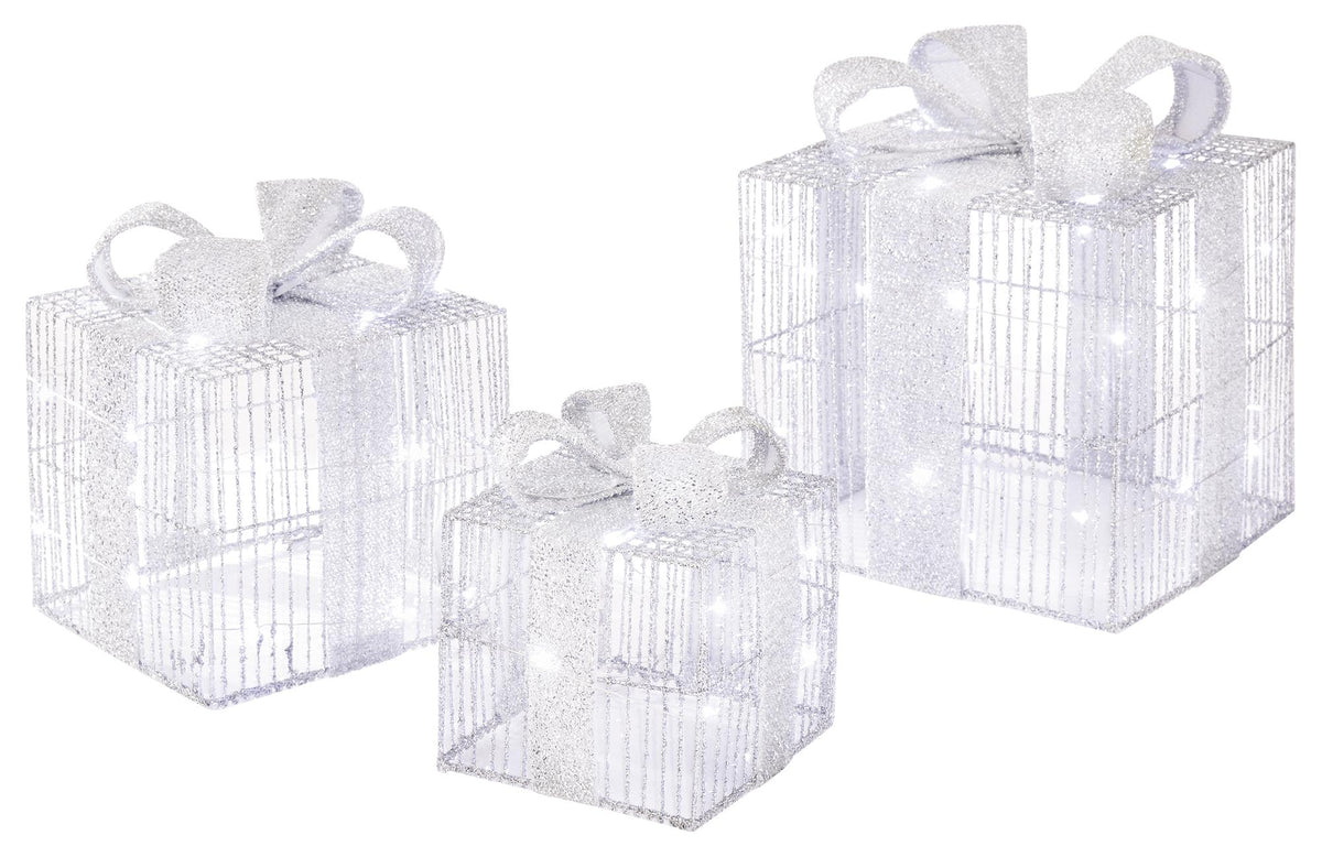 PREMIER - LB231628S - Silver Parcels with 60 White LEDs, 3 Piece