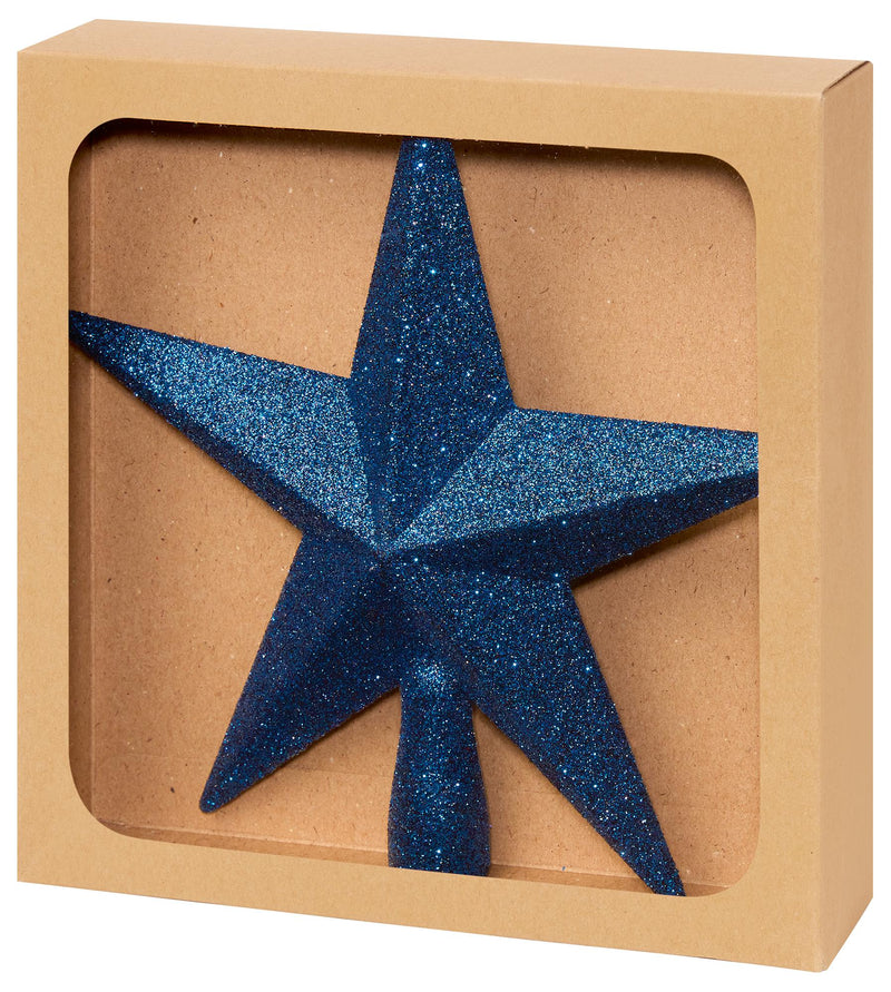 PREMIER - TD126324MB - 20cm Christmas Tree Topper, Glitter Star, Midnight Blue