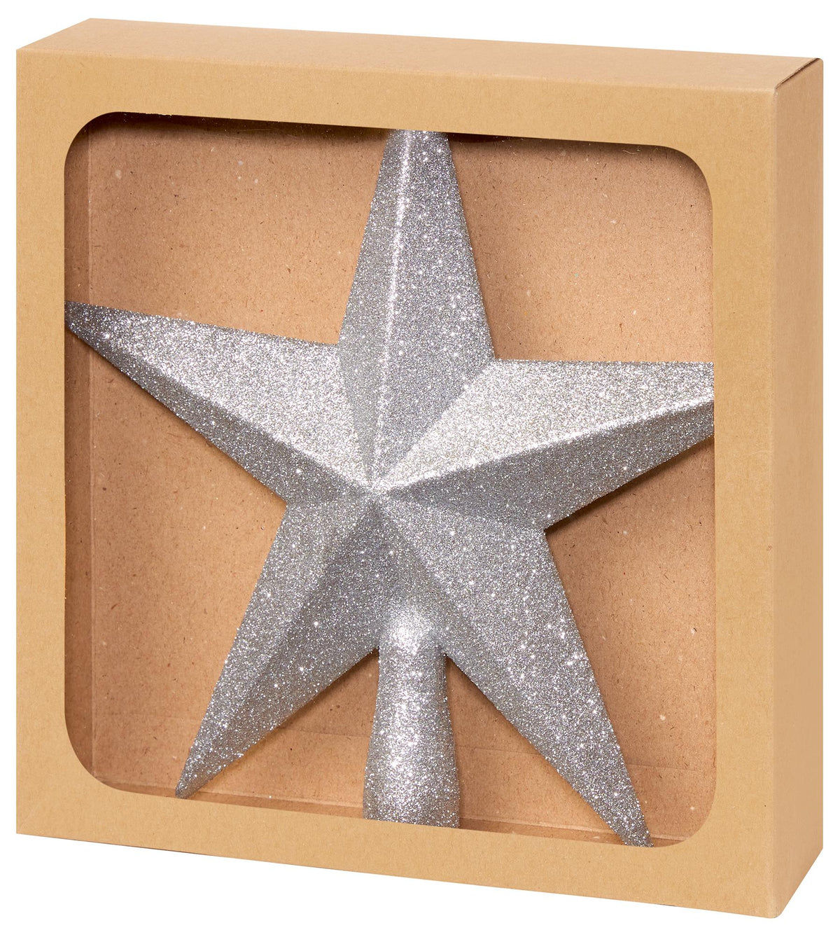 PREMIER - TD126324S - 20cm Christmas Tree Topper, Glitter Star, Silver