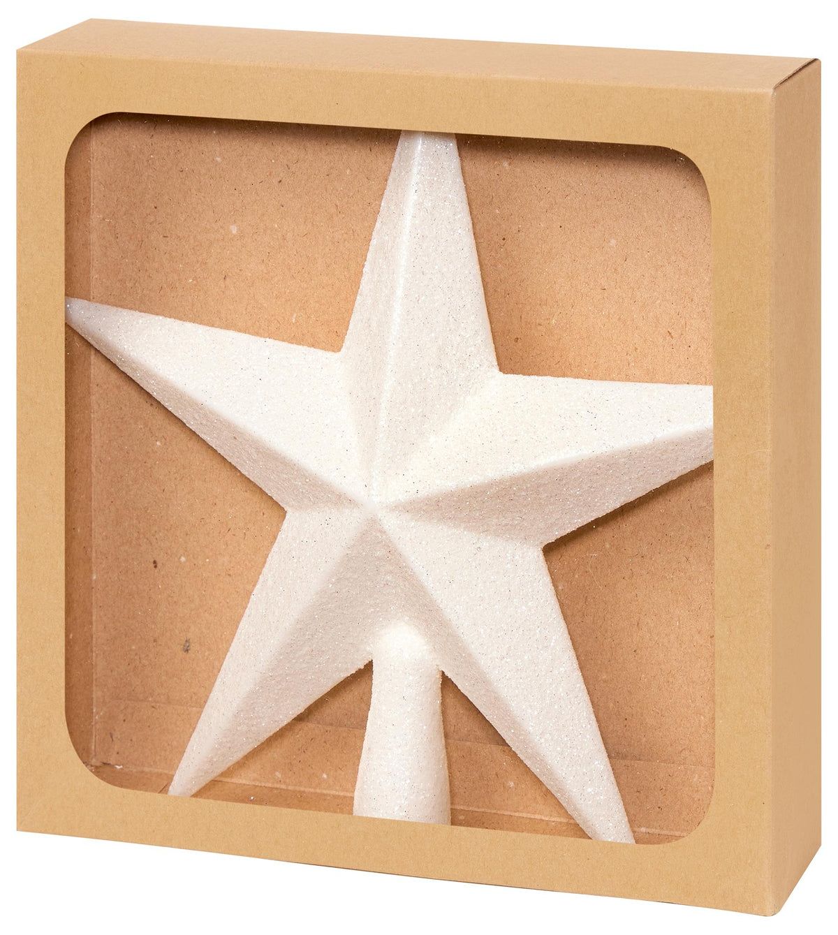 PREMIER - TD126324W - 20cm Christmas Tree Topper, Glitter Star, White