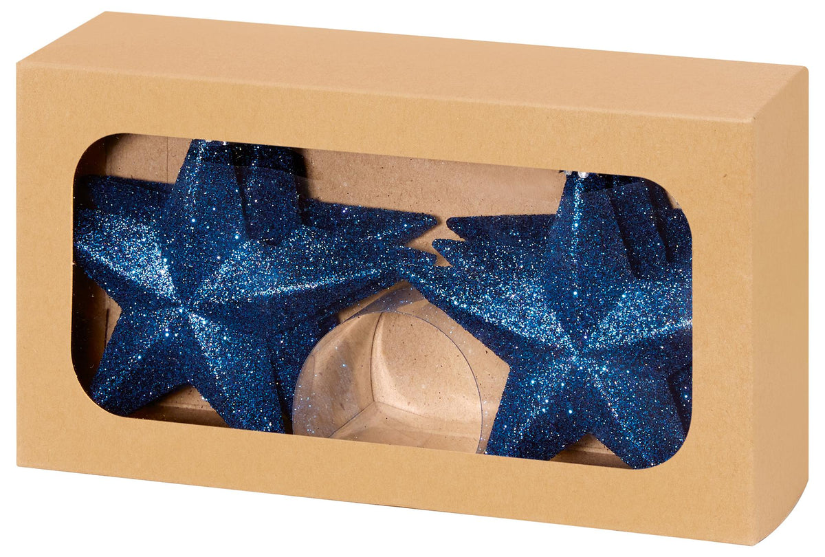 PREMIER - TD126378MB - 100mm Glitter Star Hanging Decorations, Midnight Blue, Pack of 6
