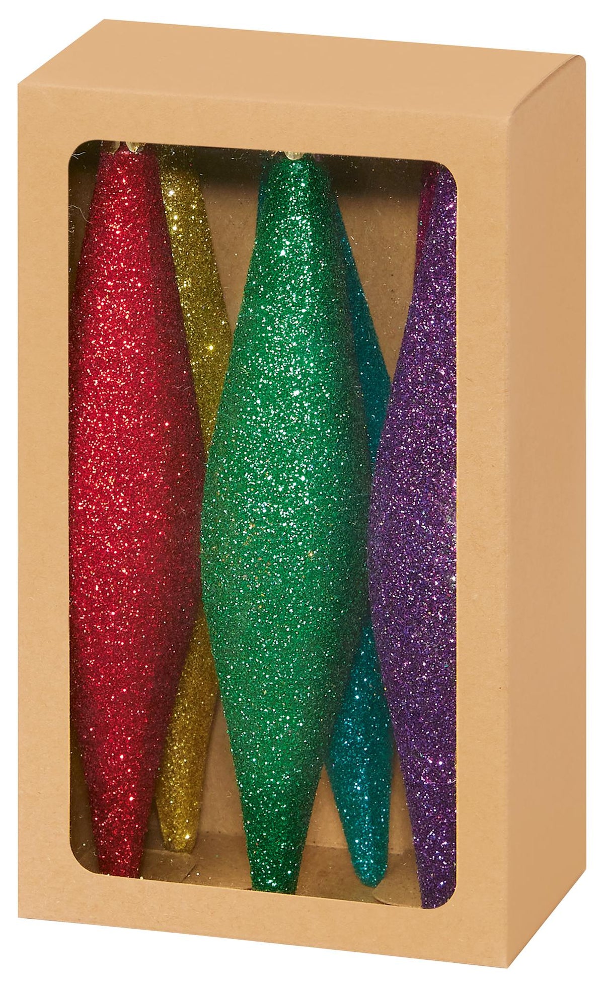 PREMIER - TD222008RBW - 15cm Glitter Hanging Bauble Drops, Rainbow, Pack of 6