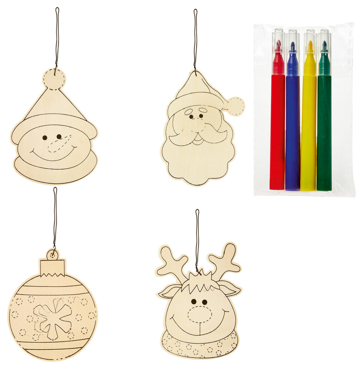 PREMIER - AC111789 - 12cm Colour Your Own Christmas Hanging Decoration - Various Designs