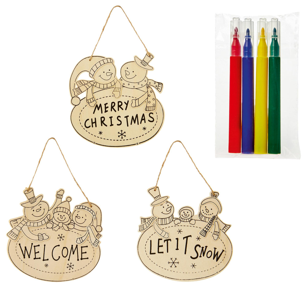 PREMIER - AC111795 - 15cm Colour Your Own Christmas Hanging Snowman Plaques - Various Designs