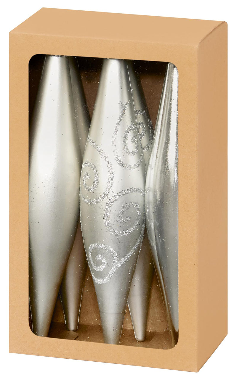 PREMIER - TD126295S - 6x150mm Assorted Multi Finish Hanging Drops, Silver, Pack of 6