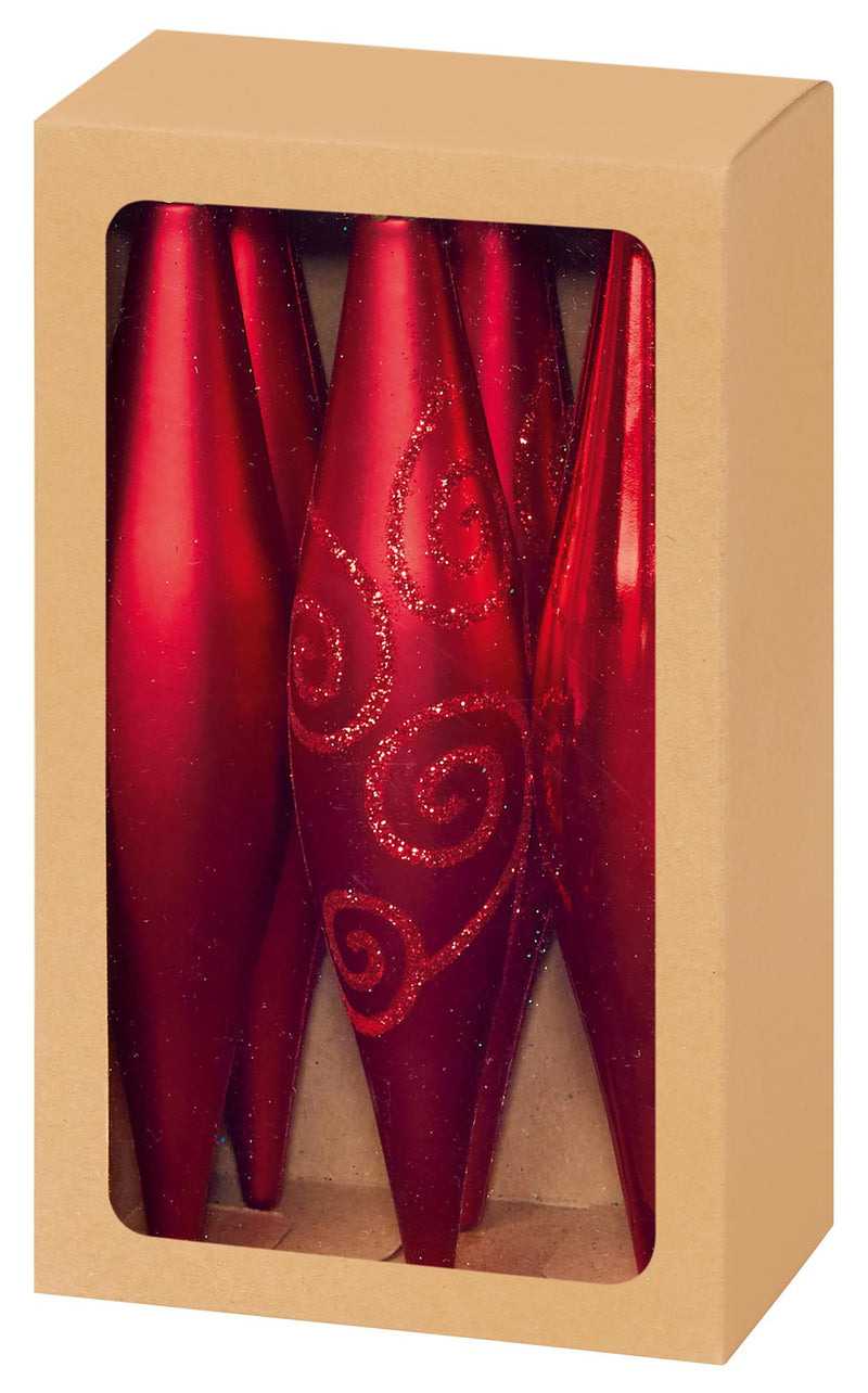 PREMIER - TD126295R - 6x150mm Assorted Multi Finish Hanging Drops, Red, Pack of 6