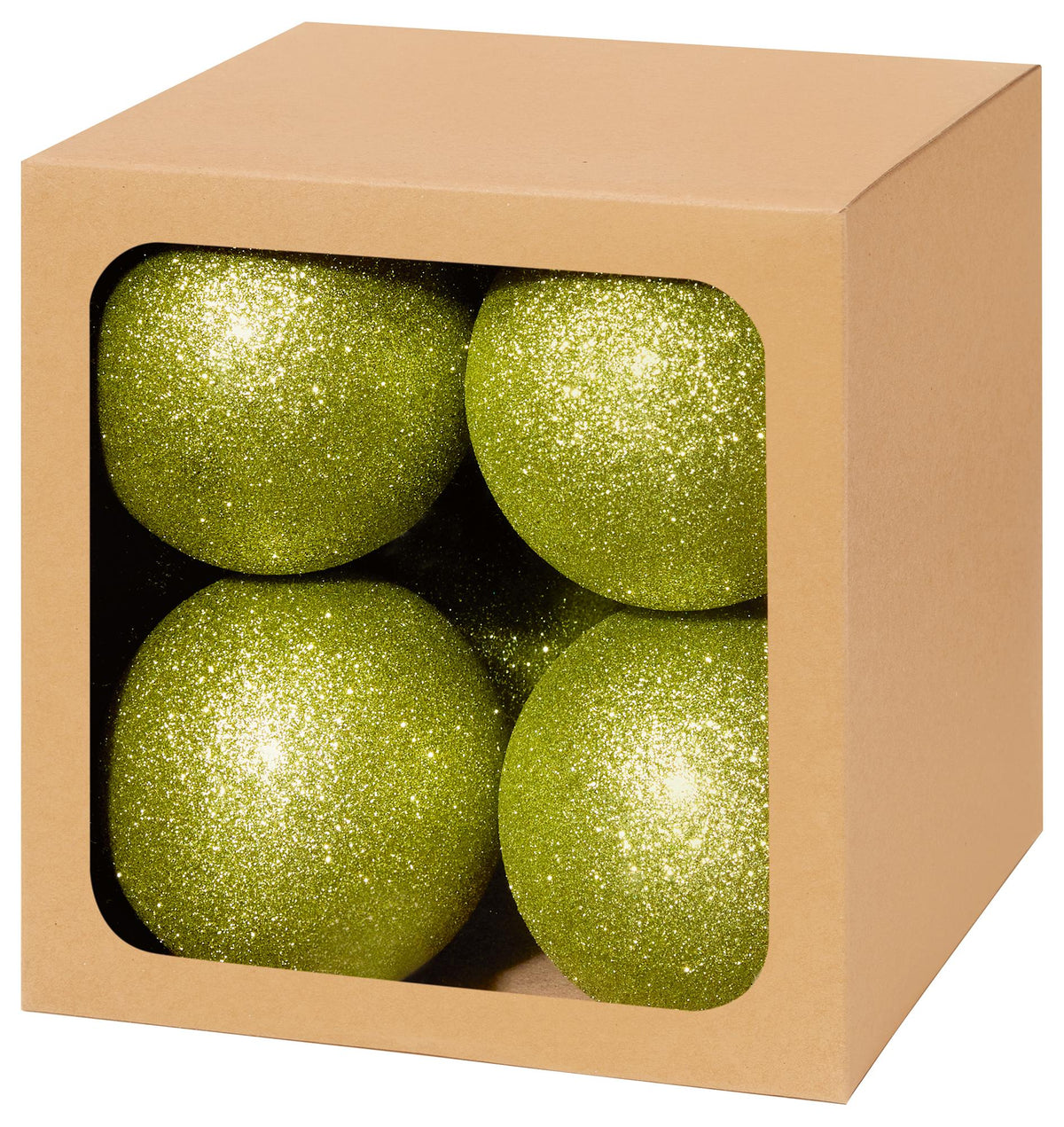 PREMIER - TD205416SGR - 80mm Glitter Baubles, Green, Pack of 8