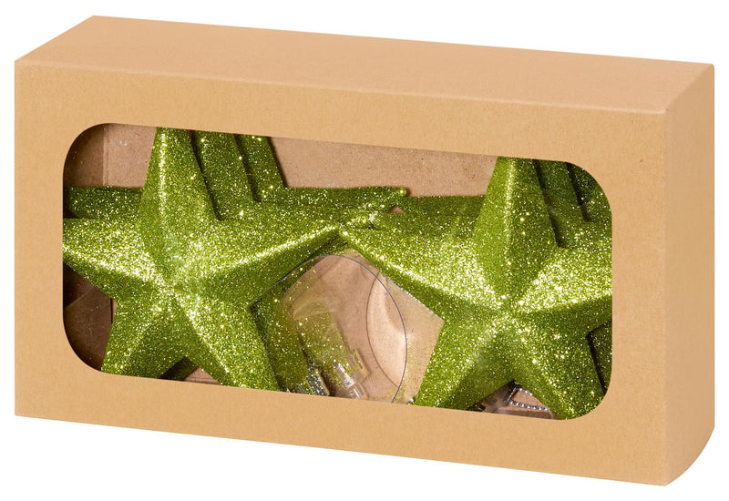 PREMIER - TD126378SGR - 100mm Glitter Star Hanging Decorations, Green, Pack of 6