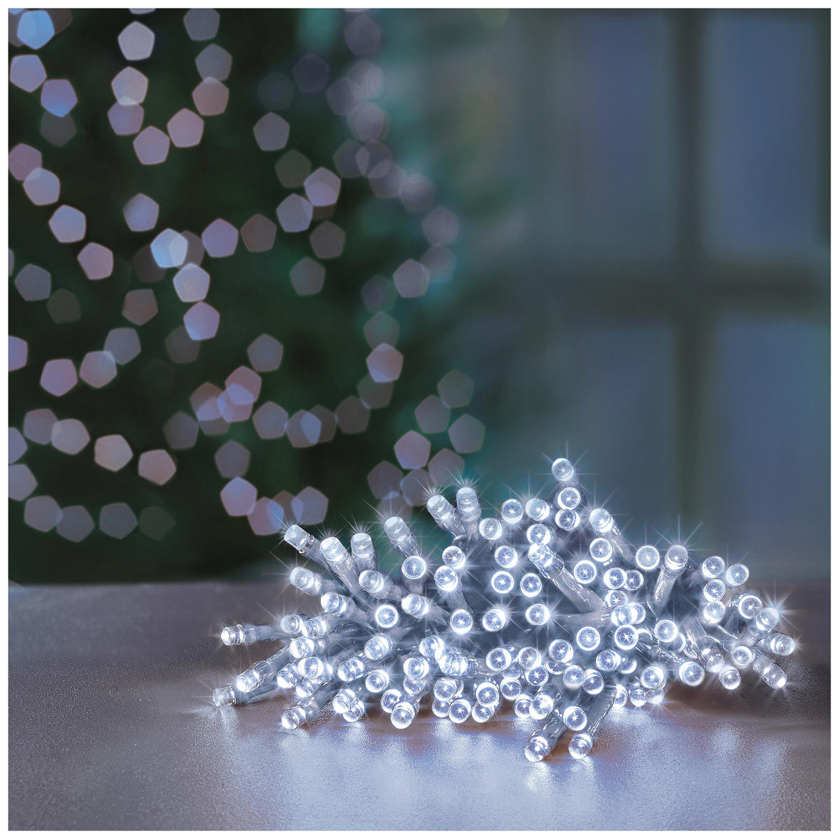 PREMIER - LB112384WC - 200 LED Battery Operated Multi-Action Fairy Lights, White, 20m