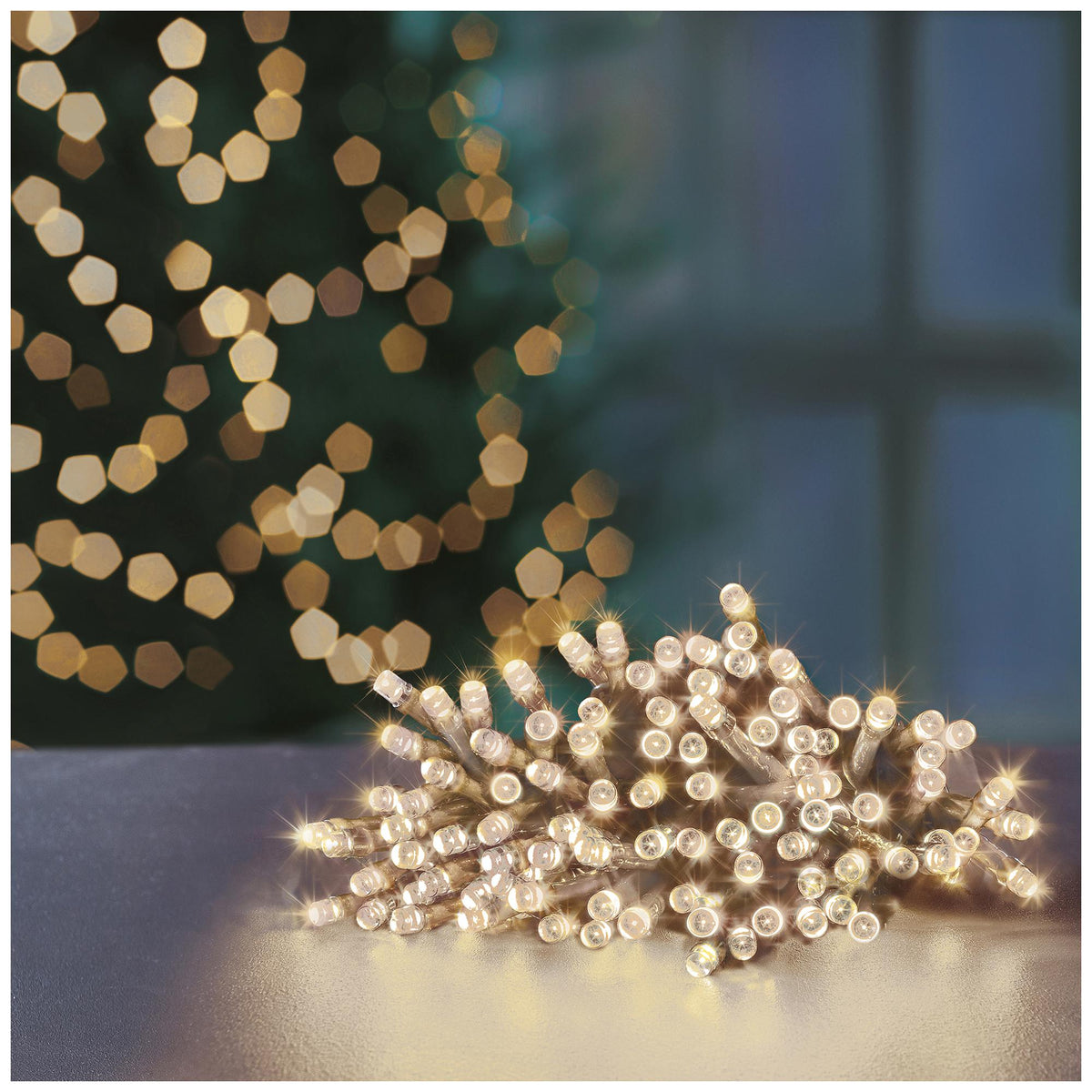 PREMIER - LB112384WWC - 200 LED Battery Operated Multi-Action Fairy Lights, Warm White, 20m