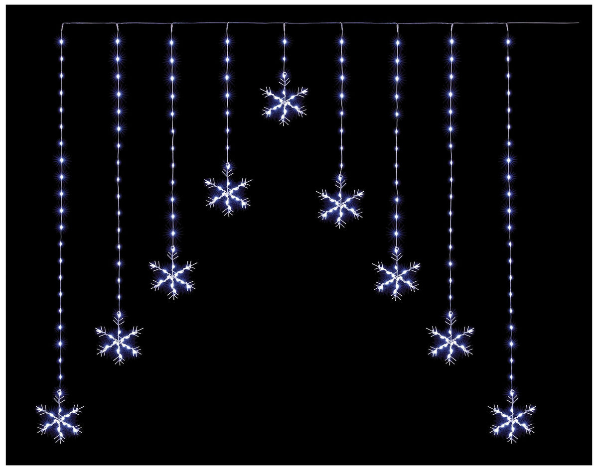 PREMIER - LV243684W - White Flexibright 258 LED 1.2m V Curtain, Snowflake Pattern