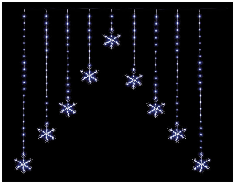 PREMIER - LV243684W - White Flexibright 258 LED 1.2m V Curtain, Snowflake Pattern