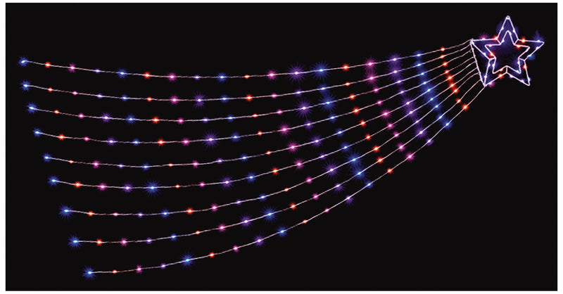 PREMIER - LV222004RBW - 3m Multi-Action LED Shooting Star with 320 LEDs, Rainbow