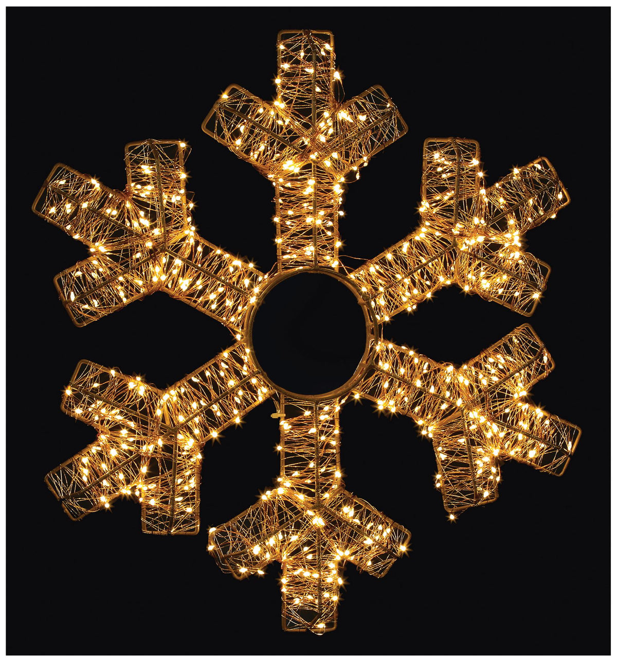PREMIER - LV232620RGD - 45cm LED Gold Starburst Snowflake, Warm White