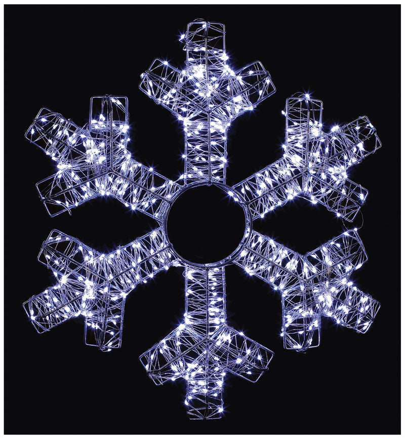 PREMIER - LV232620S - 45cm LED Silver Starburst Snowflake, White