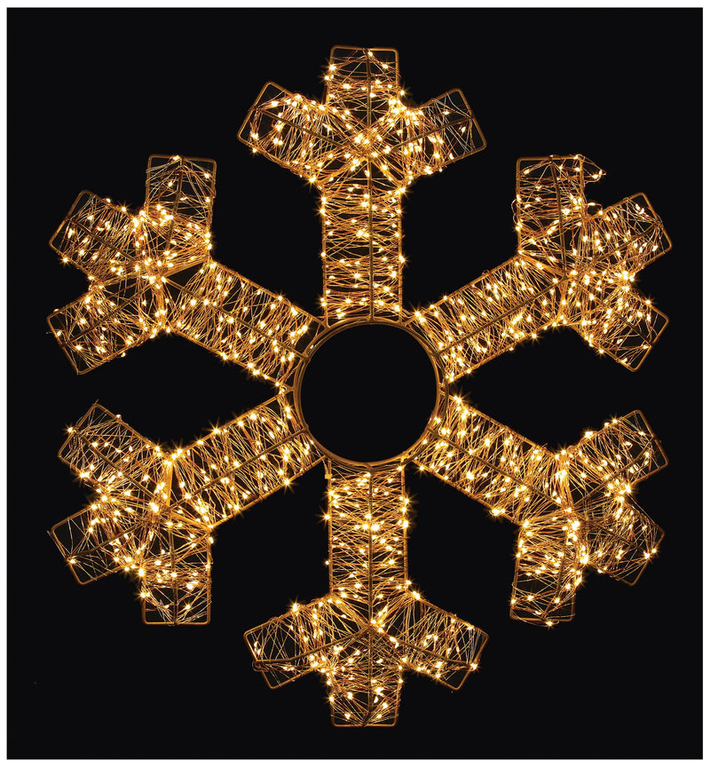 PREMIER - LV232621RGD - 60cm LED Gold Starburst Snowflake, Warm White