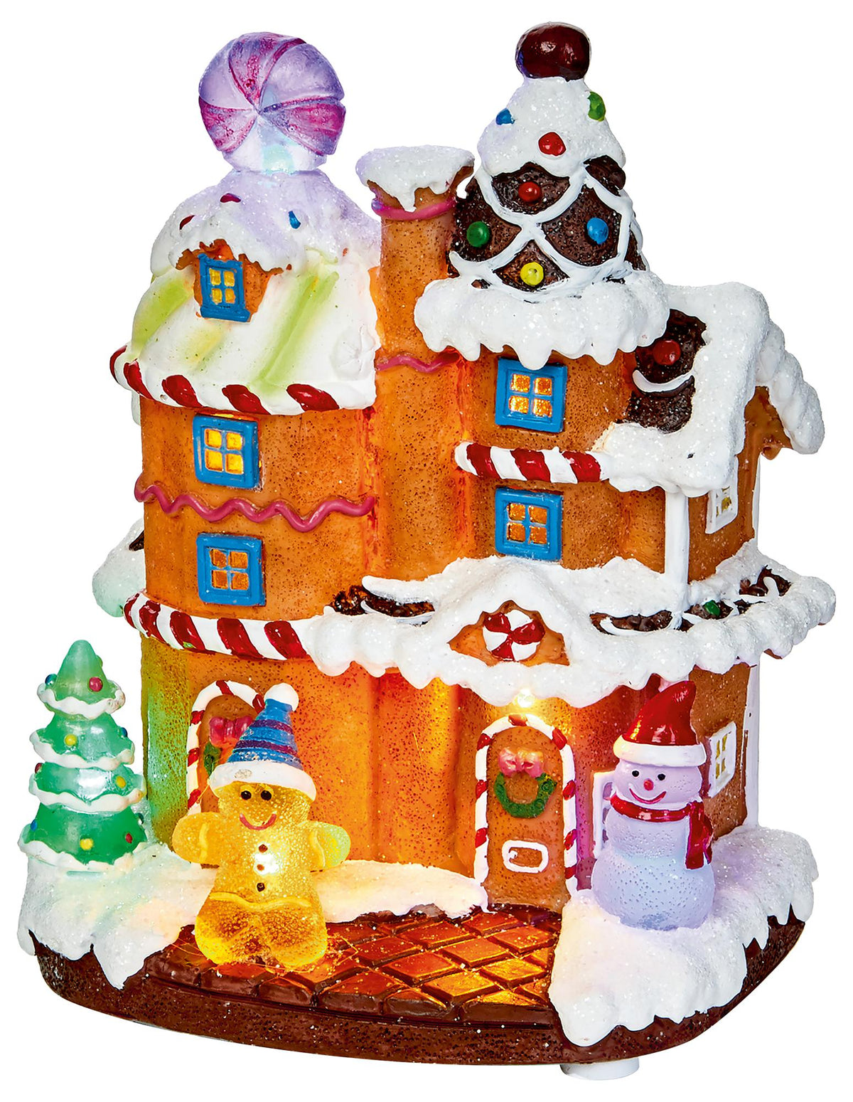 18.5cm Battery Operated Light Up Gingerbread Tall House - PREMIER