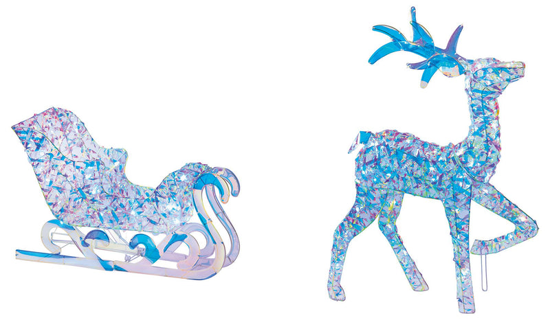 PREMIER - LV243912 - Lit Iridescent Twist Dream Reindeer and Sleigh